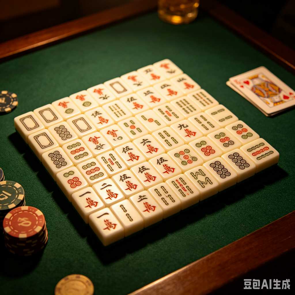 mahjong set with dice and chips